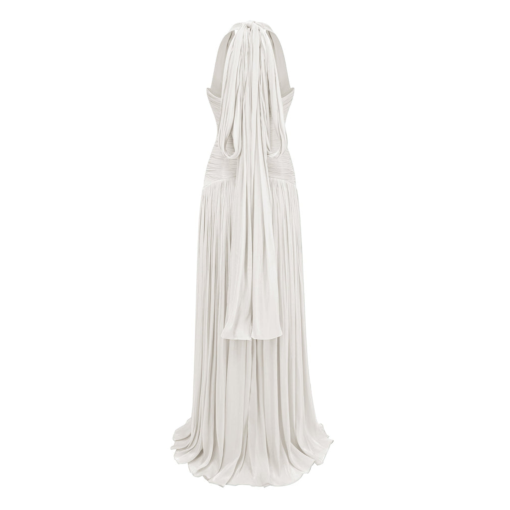 Uranie White Gathered Maxi Dress
