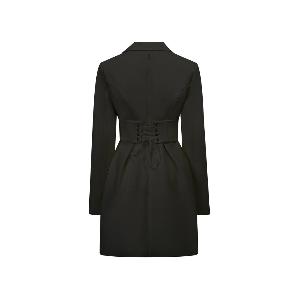 Inmaculada Black Boned Bodice Mini Blazer Dress
