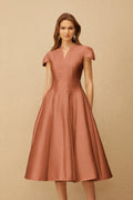 Aventin Brown Godet Design Midi Dress