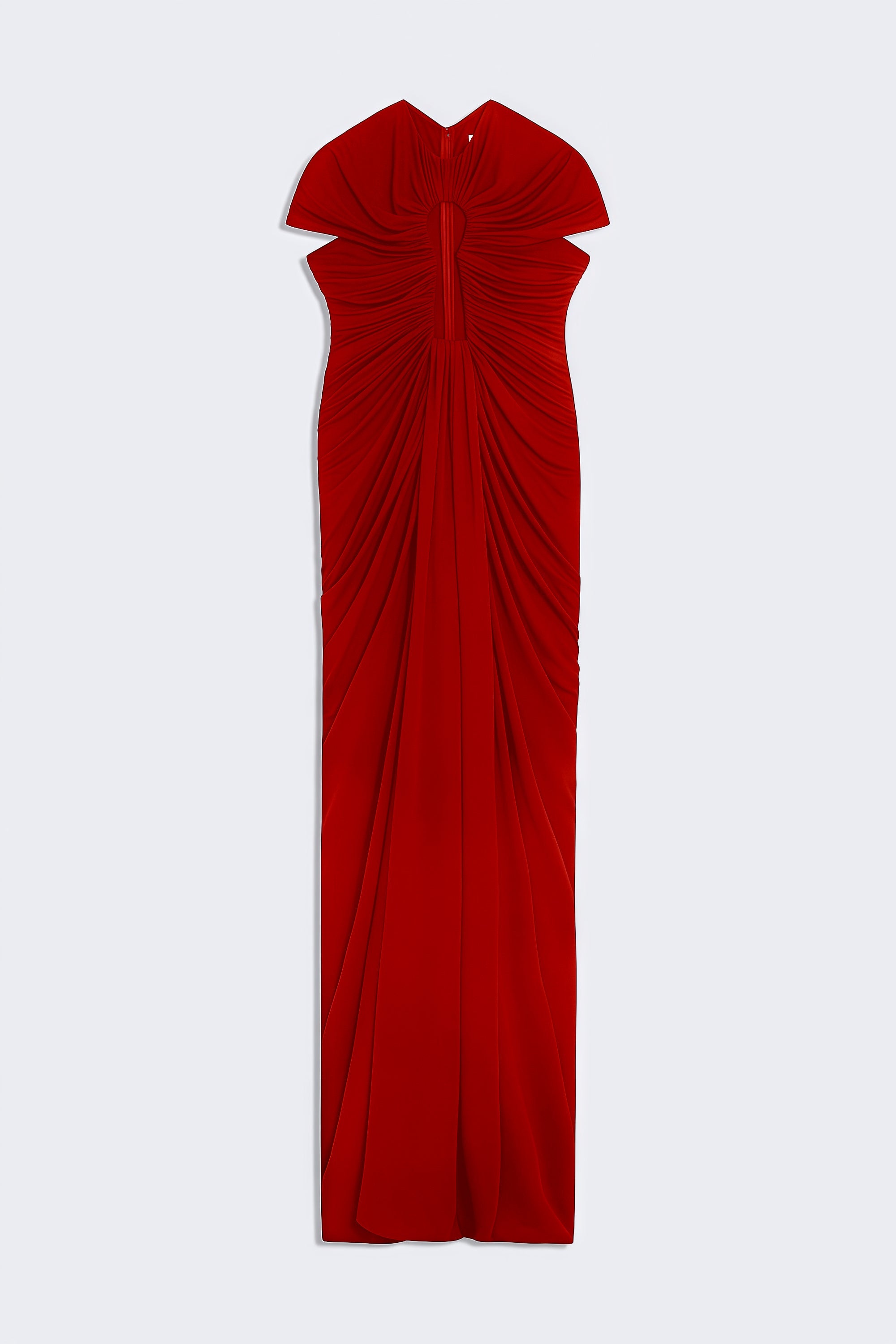Daniela Red Keyhole Ruched Maxi Dress