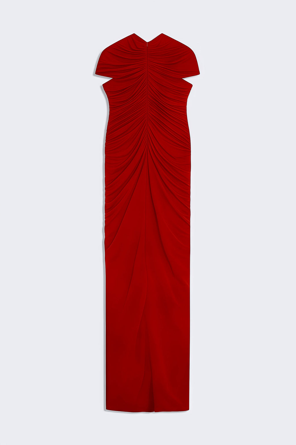 Daniela Red Keyhole Ruched Maxi Dress