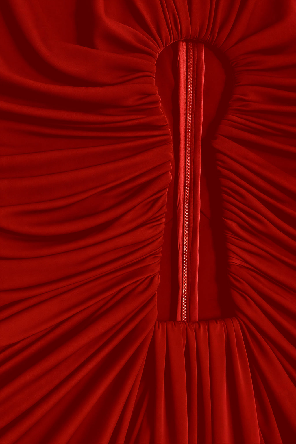 Daniela Red Keyhole Ruched Maxi Dress