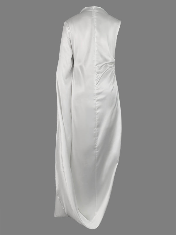 Solid Color Split-Side All-Match Flying Sleeves Maxi Dresses