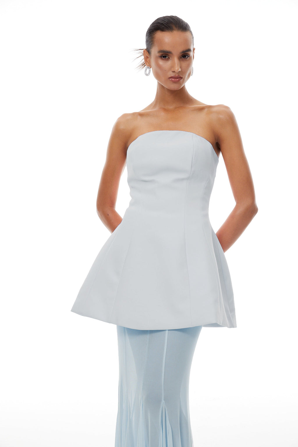 Mélanie Blue Corset Dress & Mesh Skirt Set