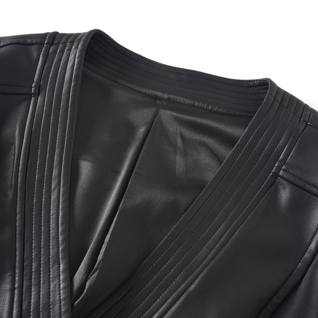 Amarante Black Double-Breasted Leather Mini Dress