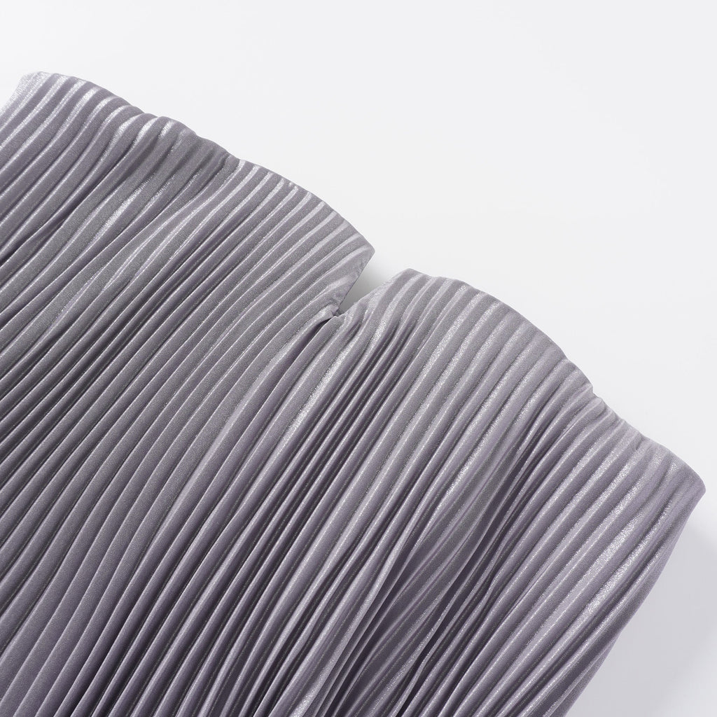 Satiné Purple Fully-pleated Maxi Dress