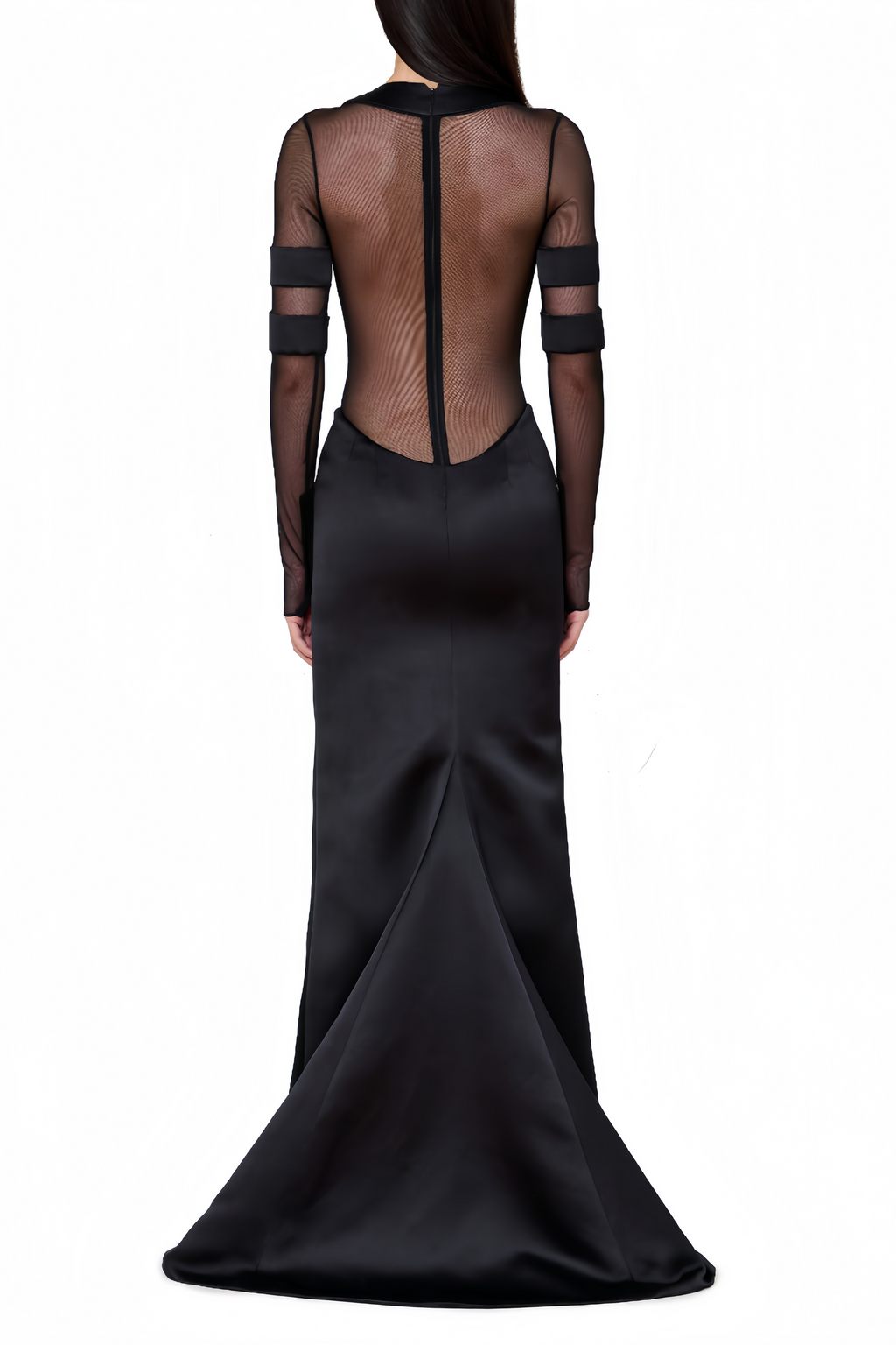 Panagiota Black Mesh-Panel Gown