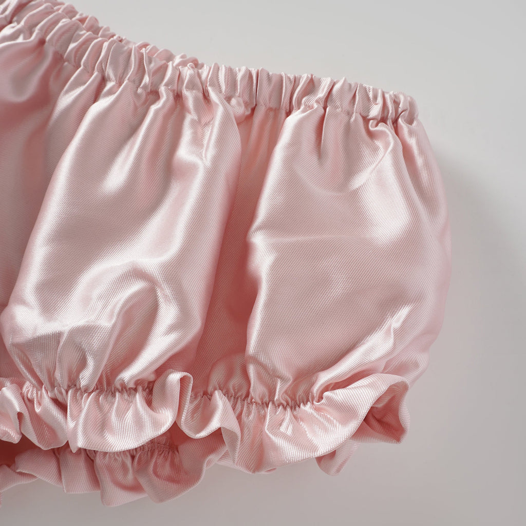 Laurine Pink Ruffled Satin Mini Dress
