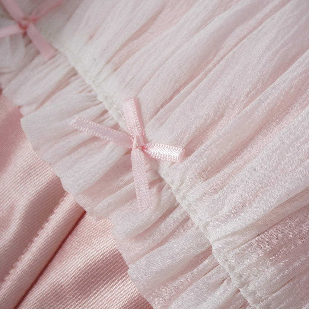 Laurine Pink Ruffled Satin Mini Dress