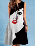 Loose Plus Size Figure V-Neck Mini Dresses