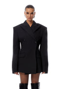 Dianthe Black Double-Breasted Oversize Blazer