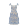 Gaëlle Blue Floral Embroidered Midi Dress