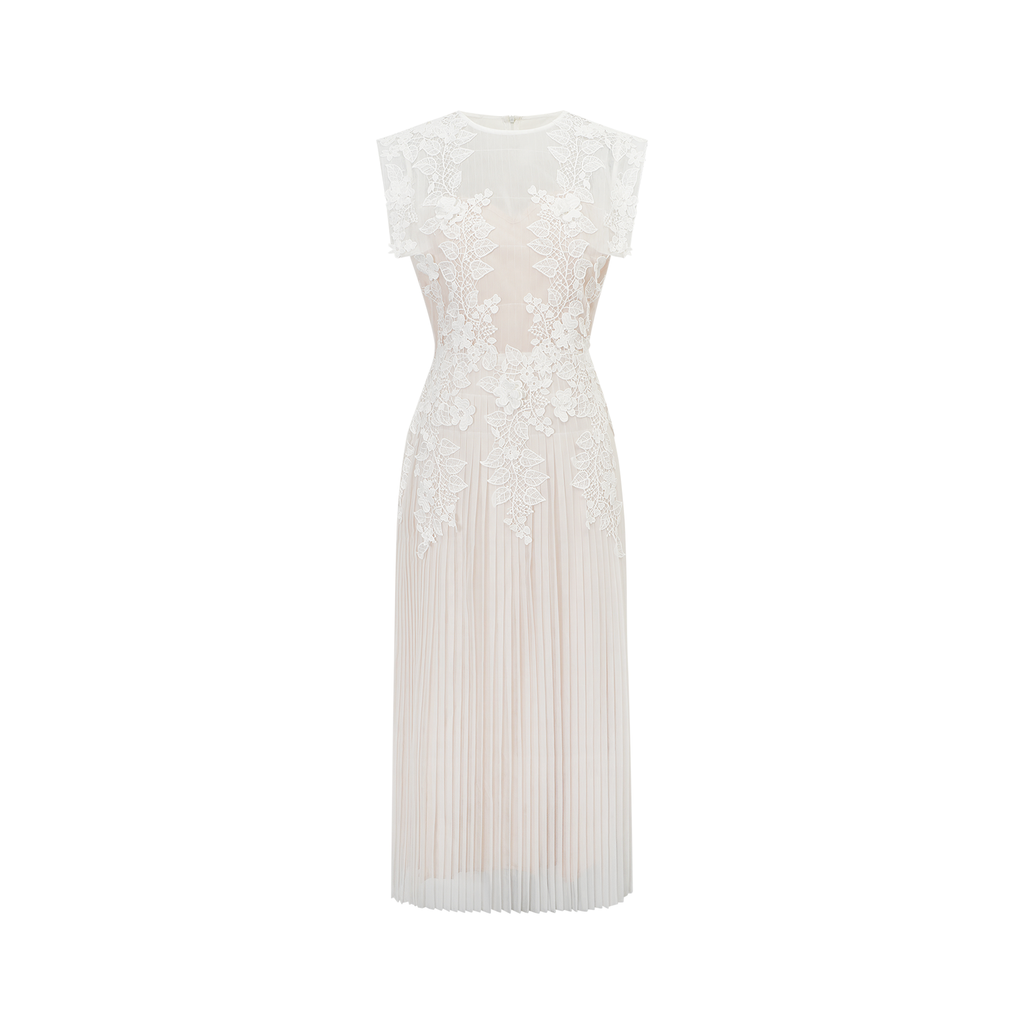 Annabelle flower-appliqué tulle midi dress