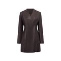 Solange Brown Leather Mini Blazer Dress