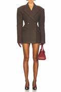 Mathilde Brown Double-Breasted Woolen Blazer