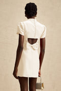 Anna White Petal Sleeve Cut Out Bow Mini Dress