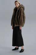 Aurelia Brown Faux Fur Hoodie Jacket