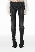 Vera Black Lace Up Flared Skinny Jeans