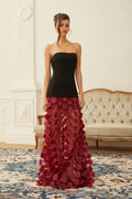 Xénia Red Contrast Color 3D Polka Dot Maxi Dress