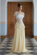 Kiki Yellow Embellished Maxi Gown