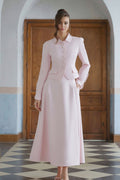 Eira Pink Peter Pan Collar Jacket & Skirt Set