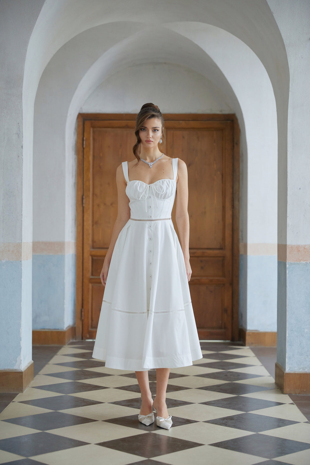 Niamh White Cut Out Corset Midi Dress
