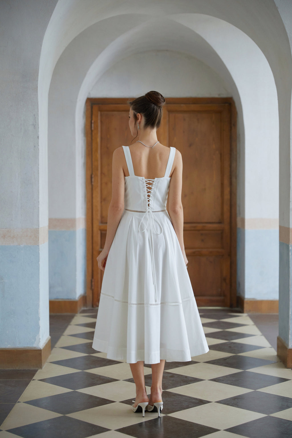 Niamh White Cut Out Corset Midi Dress