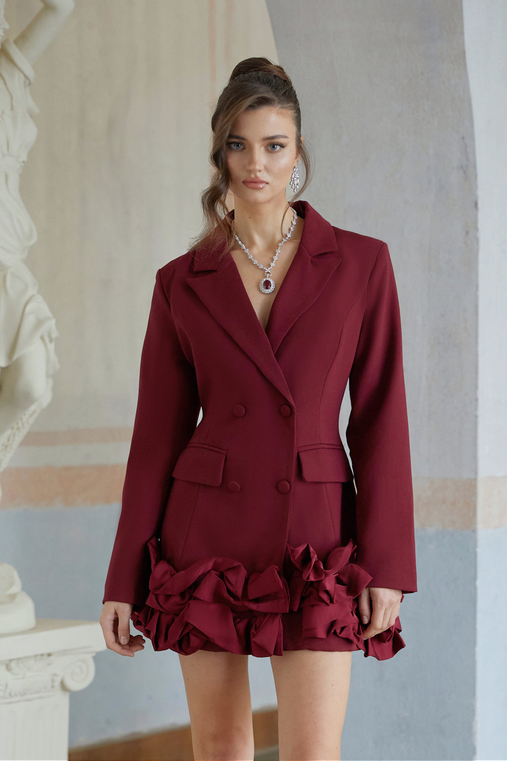 Halldóra Red Bubble Hem Mini Blazer Dress