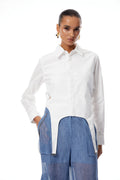 Halsey White Cut Out Asymmetrical Shirt