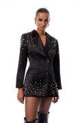 Teresa Black Embellished Satin Blazer