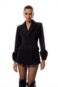 Raffaella Black 3D Petal Double-Breasted Blazer