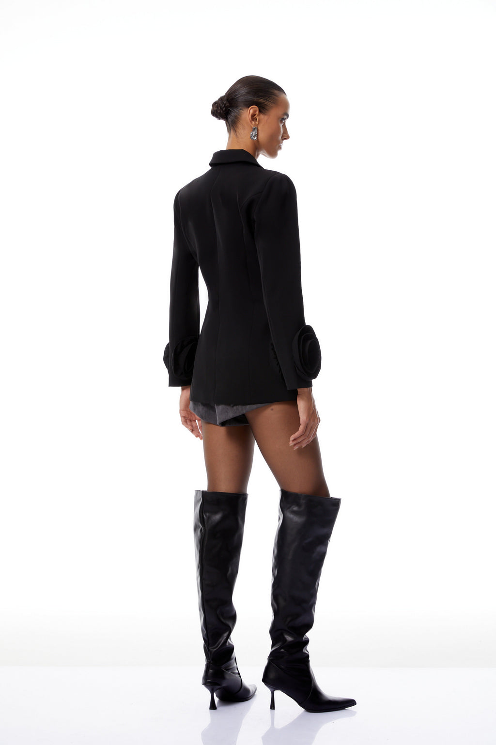 Raffaella Black 3D Petal Double-Breasted Blazer