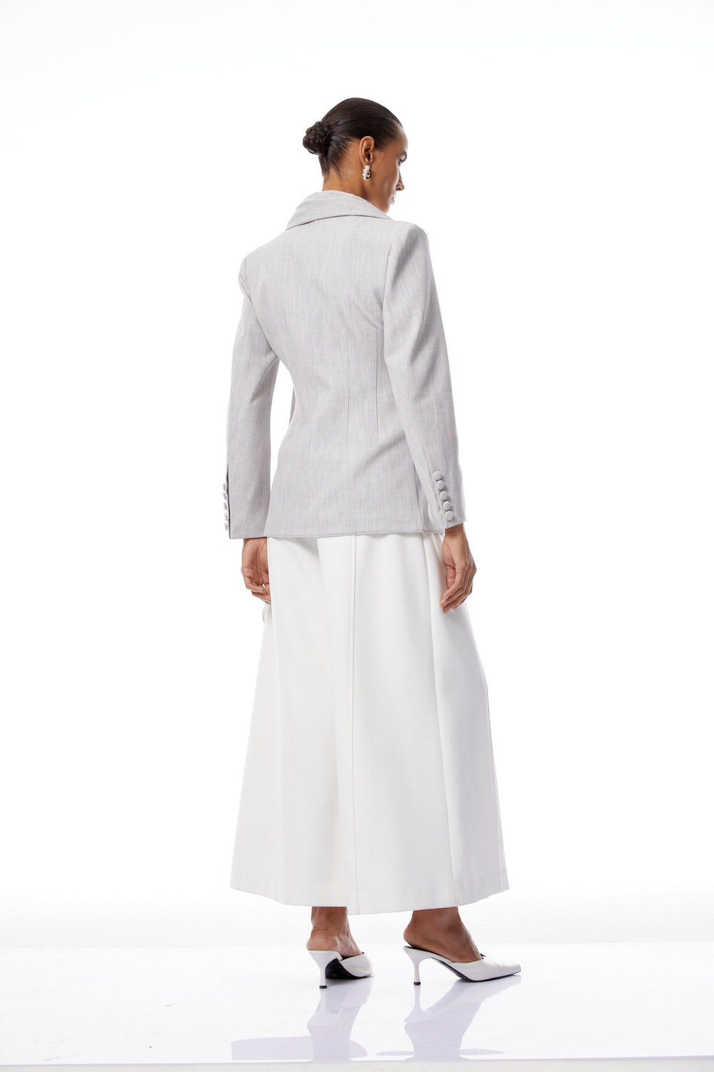 Margarethe Grey Asymmetrical Draped Blazer