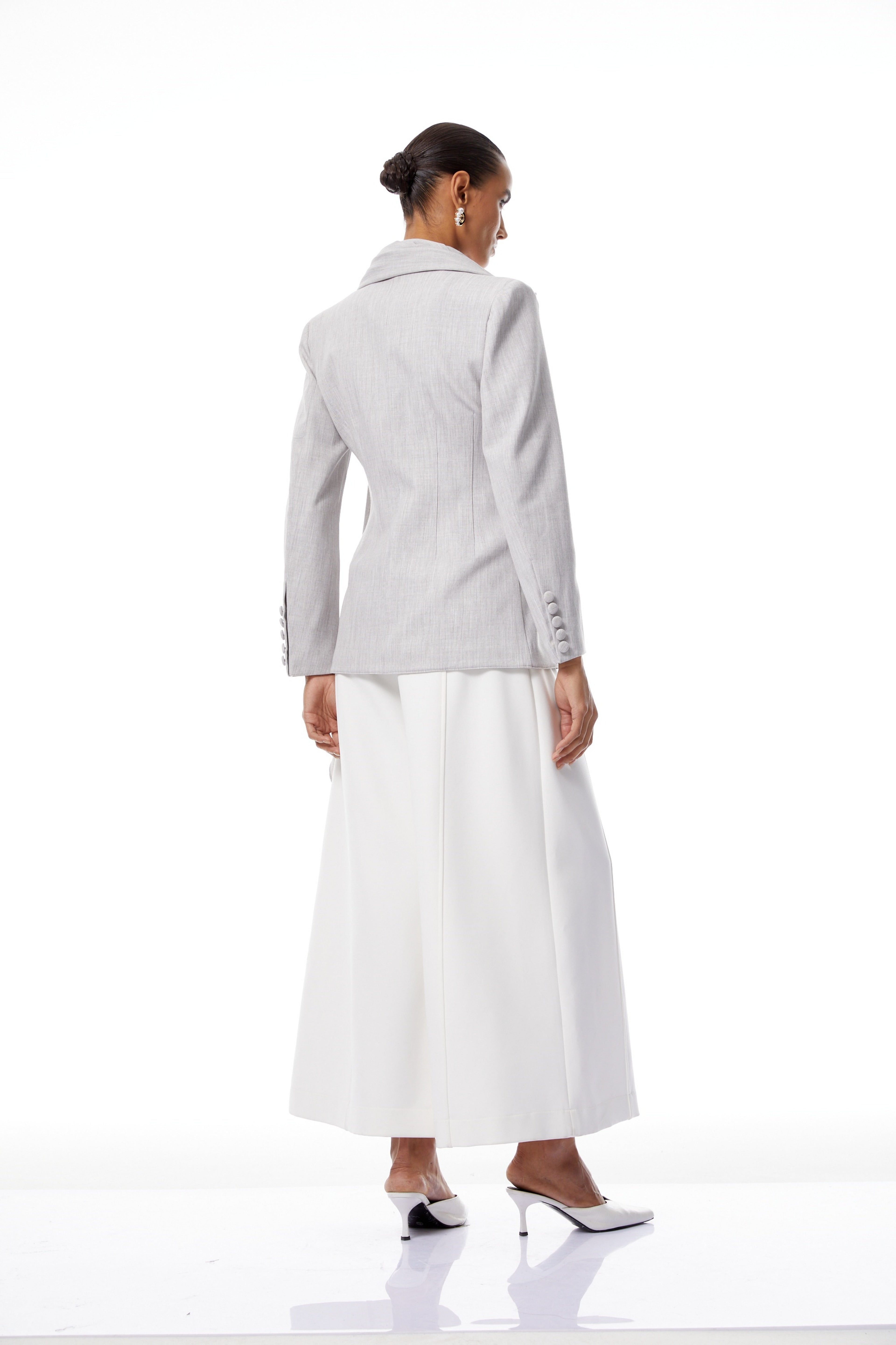Margarethe Grey Asymmetrical Draped Blazer