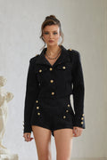 Zelda Black Suede Finish Jacket & Shorts Set