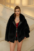 Aurelia Black Faux Fur Hoodie Jacket