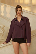 Martina Purple Double-Breasted Short Trench Coat