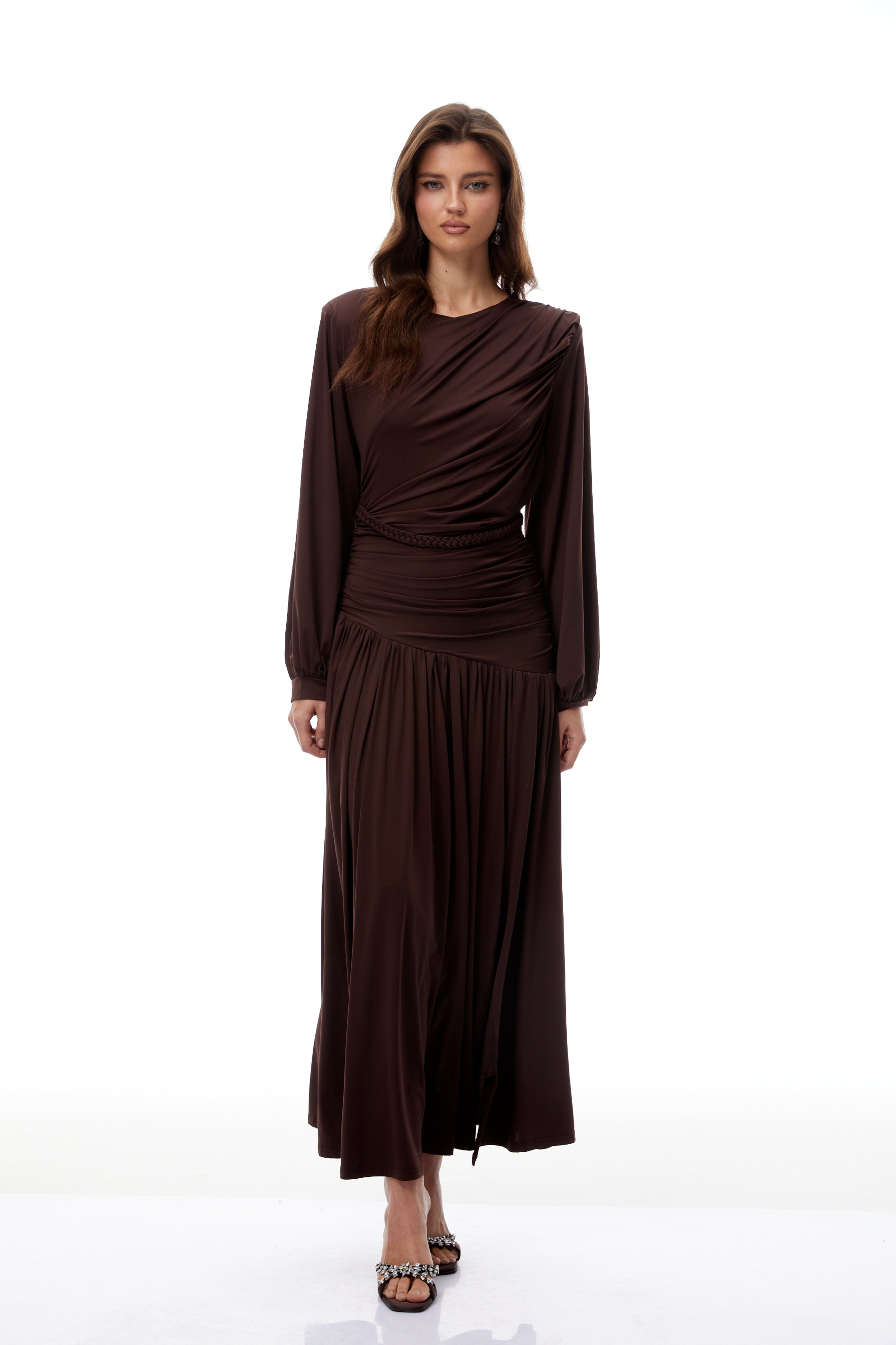 Tabitha Brown Braid Detail Ruched Maxi Dress