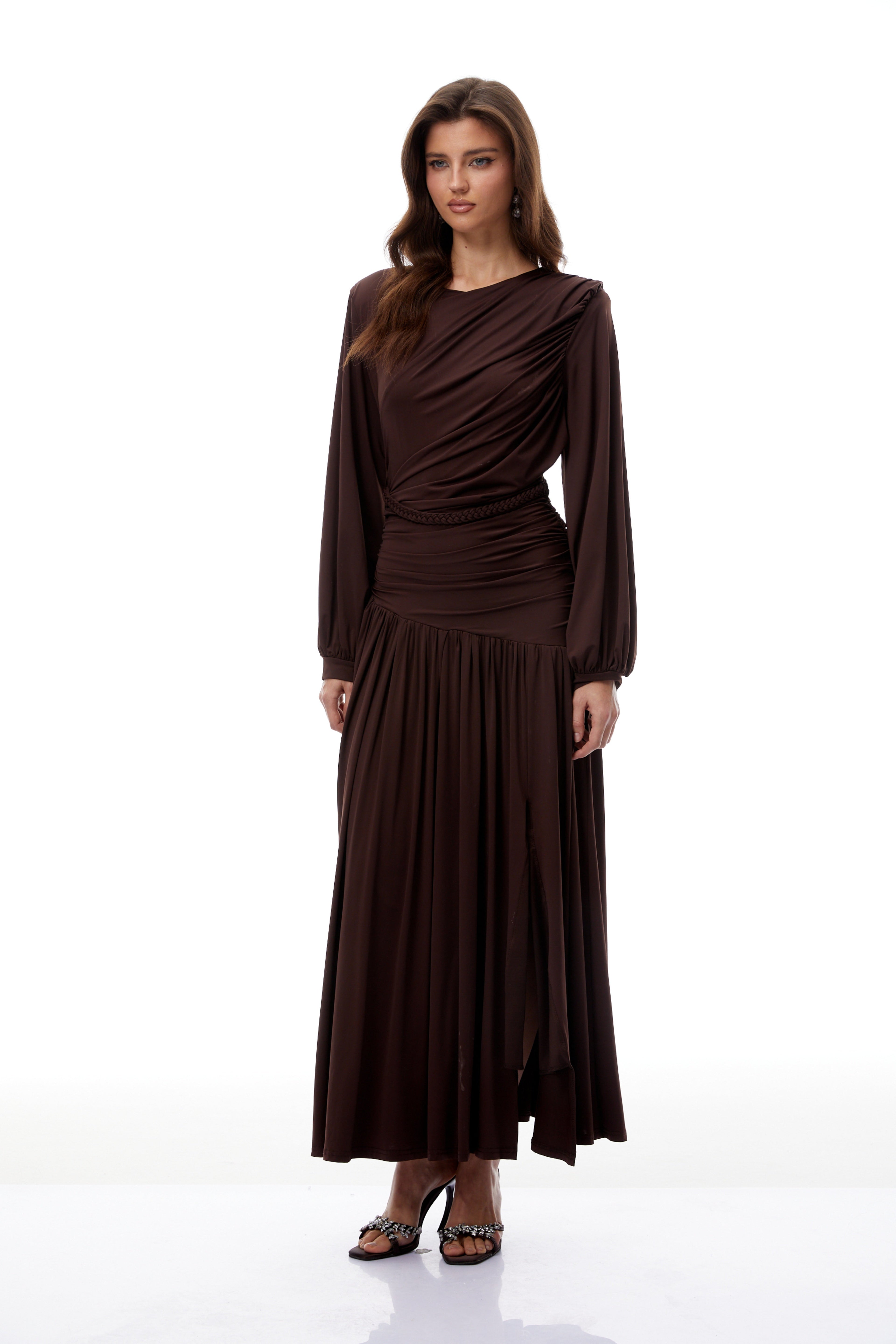 Tabitha Brown Braid Detail Ruched Maxi Dress
