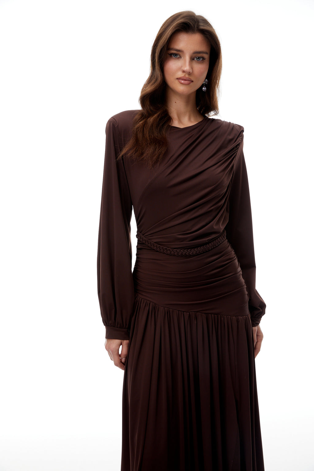 Tabitha Brown Braid Detail Ruched Maxi Dress