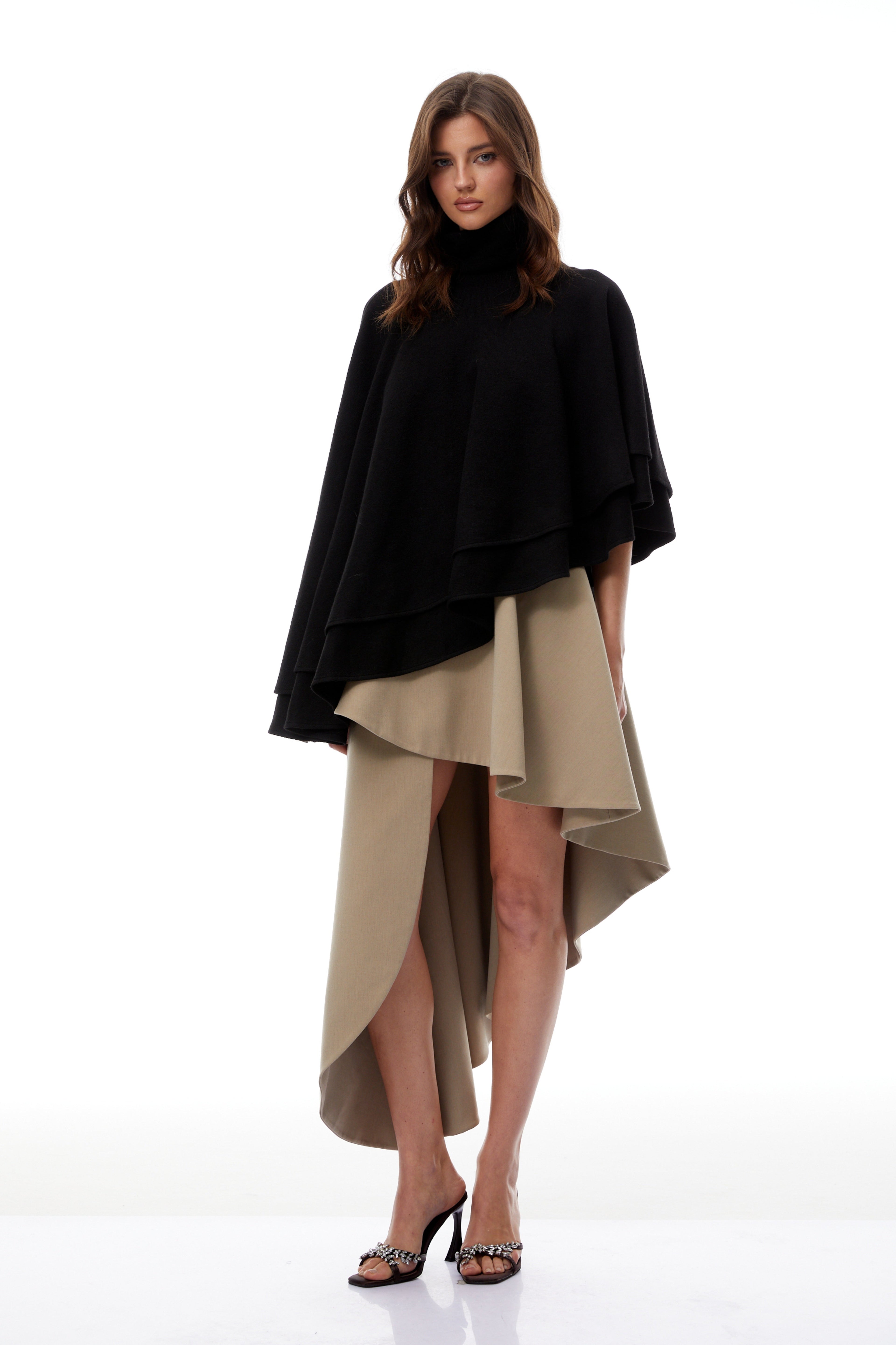 Filomena Grey Draped Asymmetrical Mini Skirt