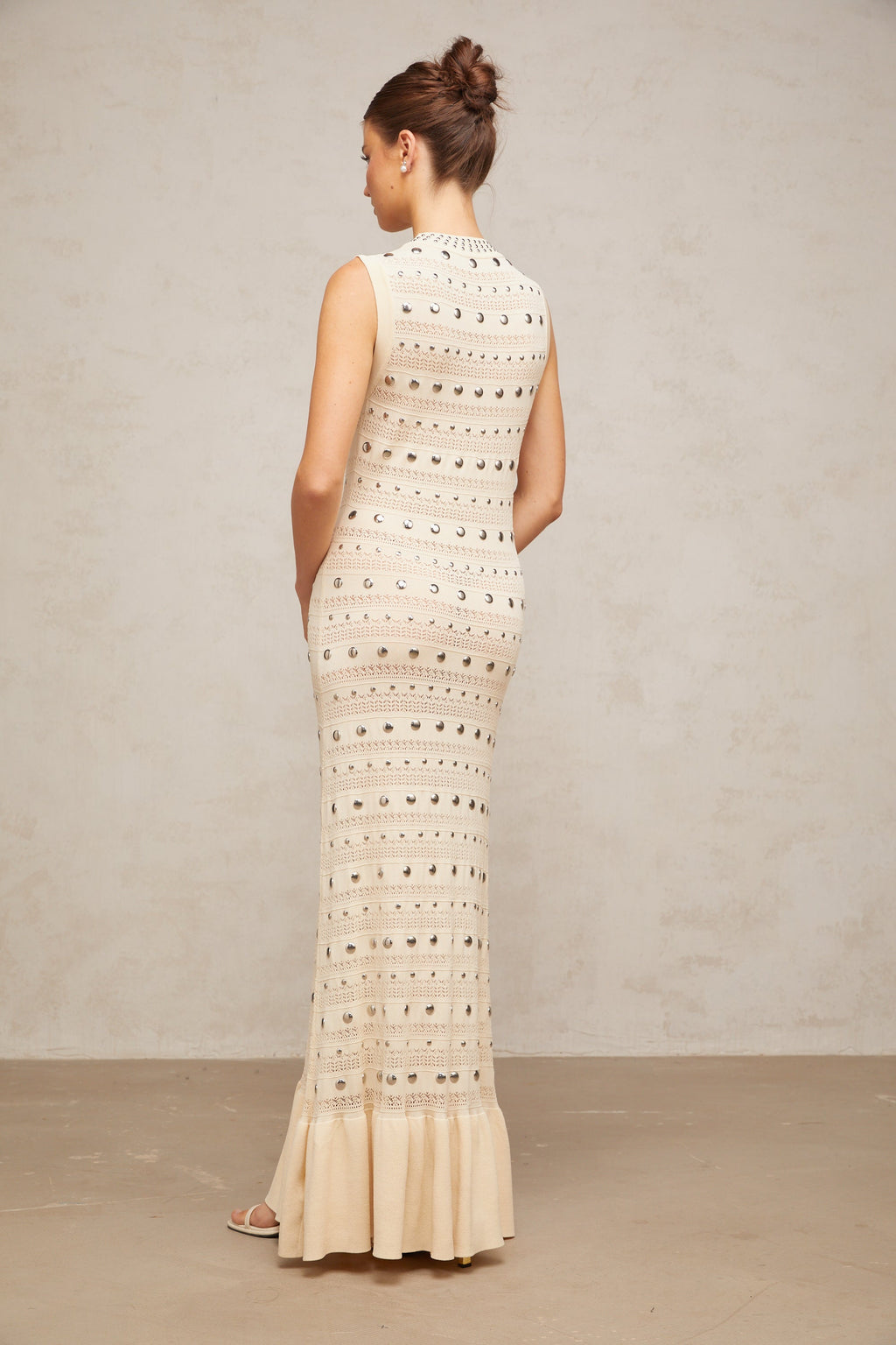 Chloé studded crochet-knit maxi dress in Neutrals