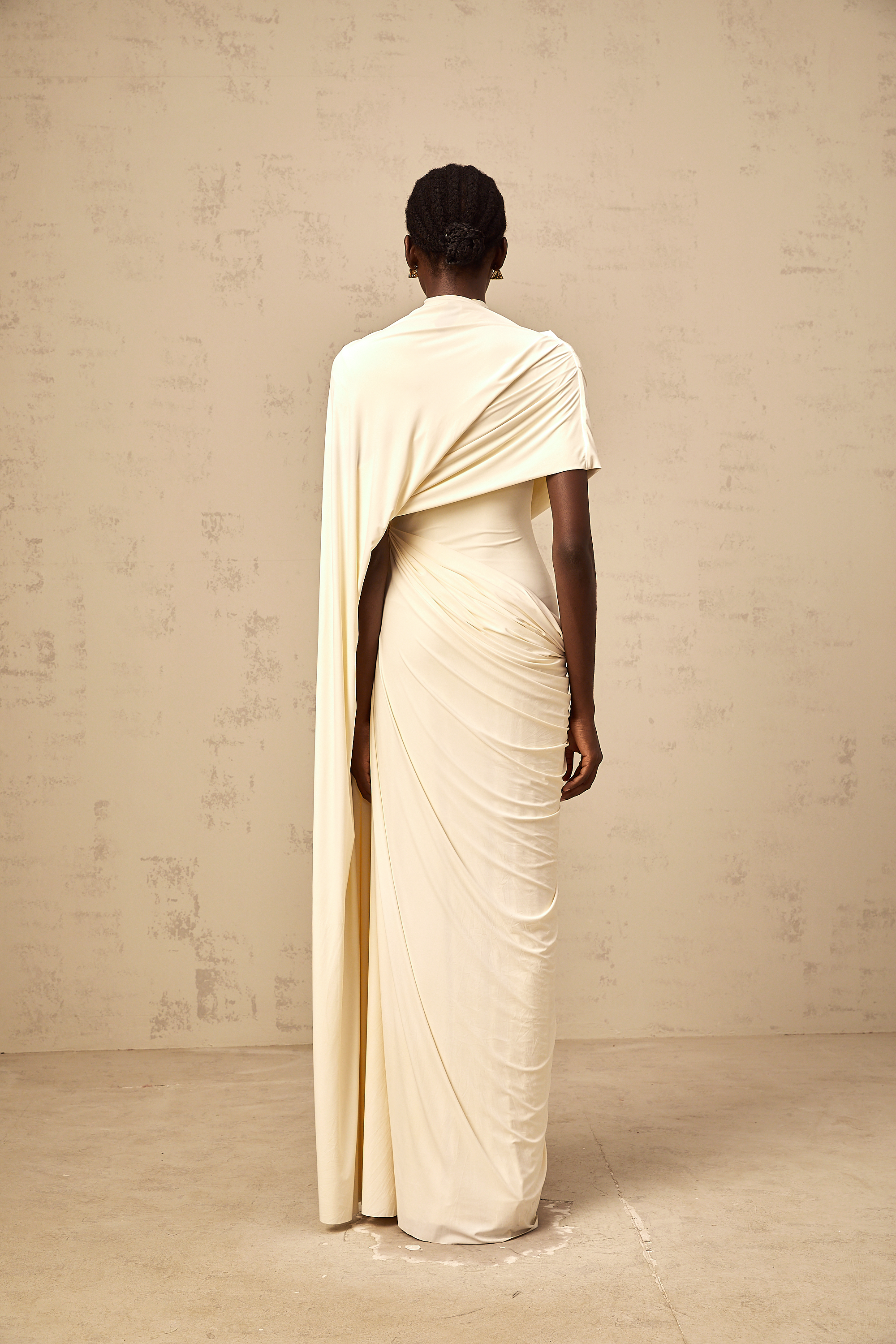 Fenella asymmetrical draped cape & dress matching set