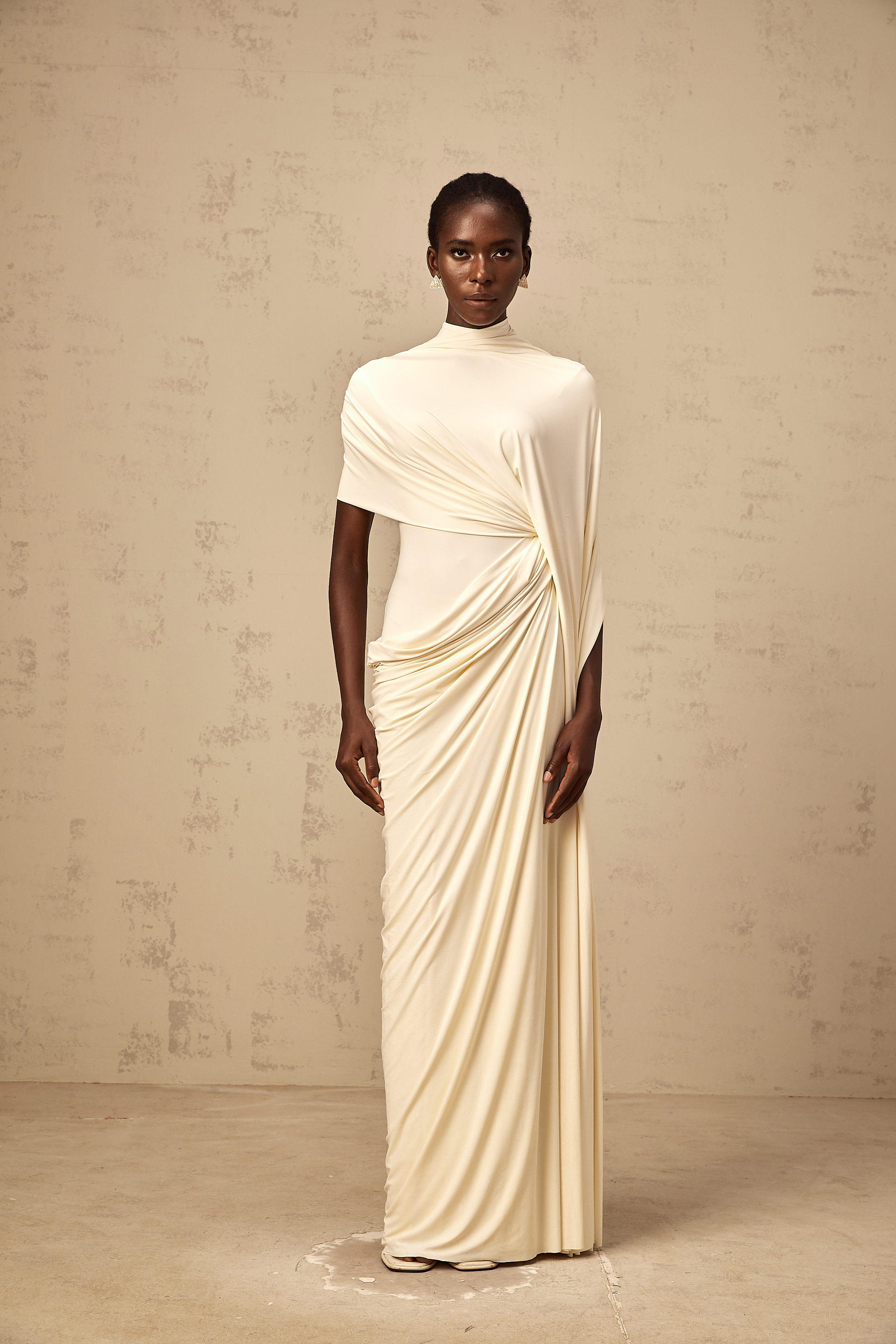 Fenella asymmetrical draped cape & dress matching set