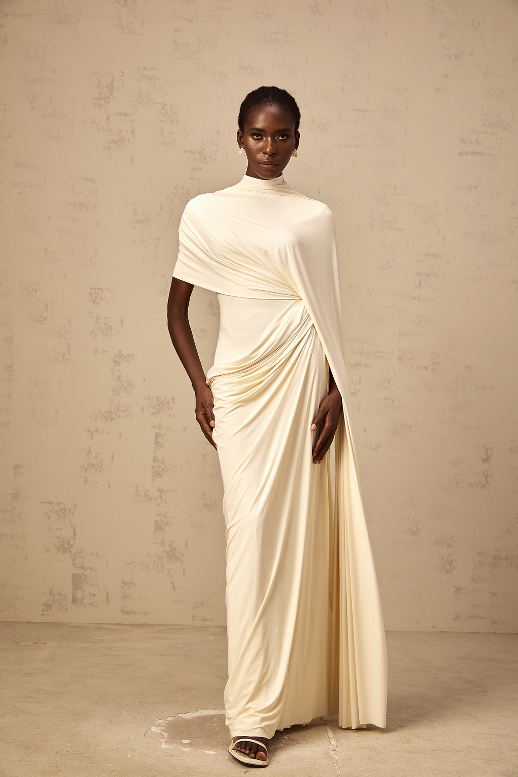 Fenella asymmetrical draped cape & dress matching set