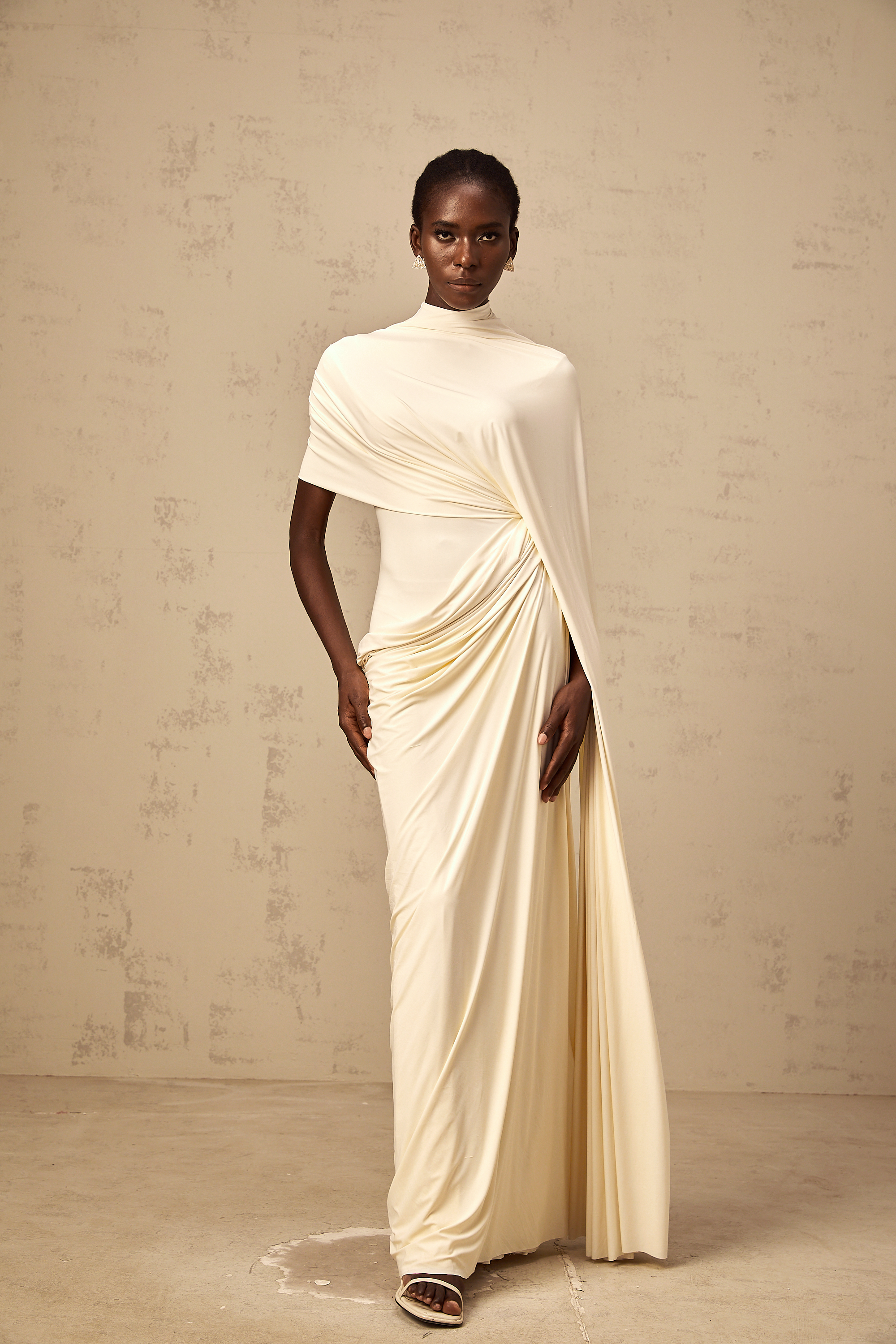 Fenella asymmetrical draped cape & dress matching set