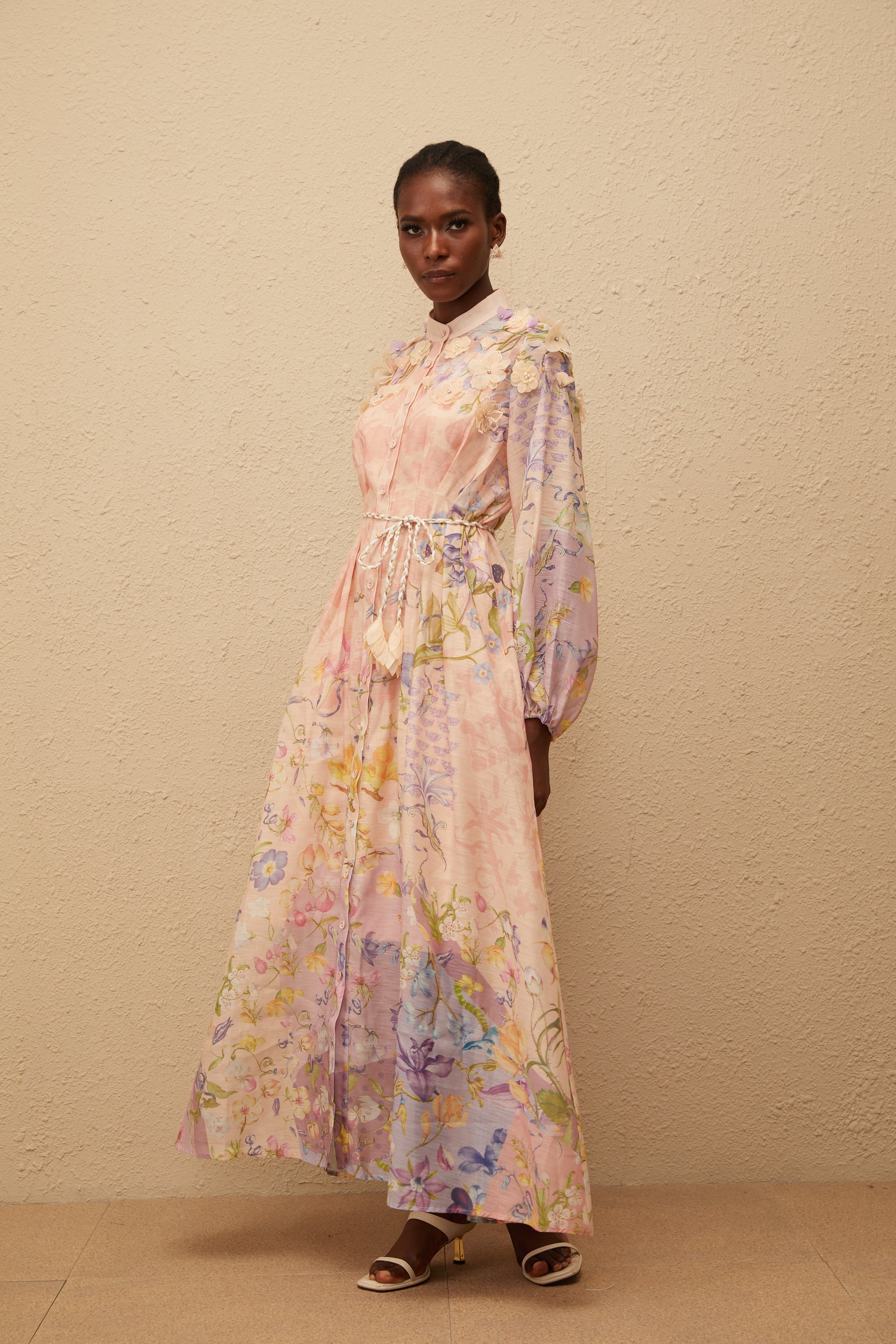 Delphine Pink Floral Print Maxi Dress