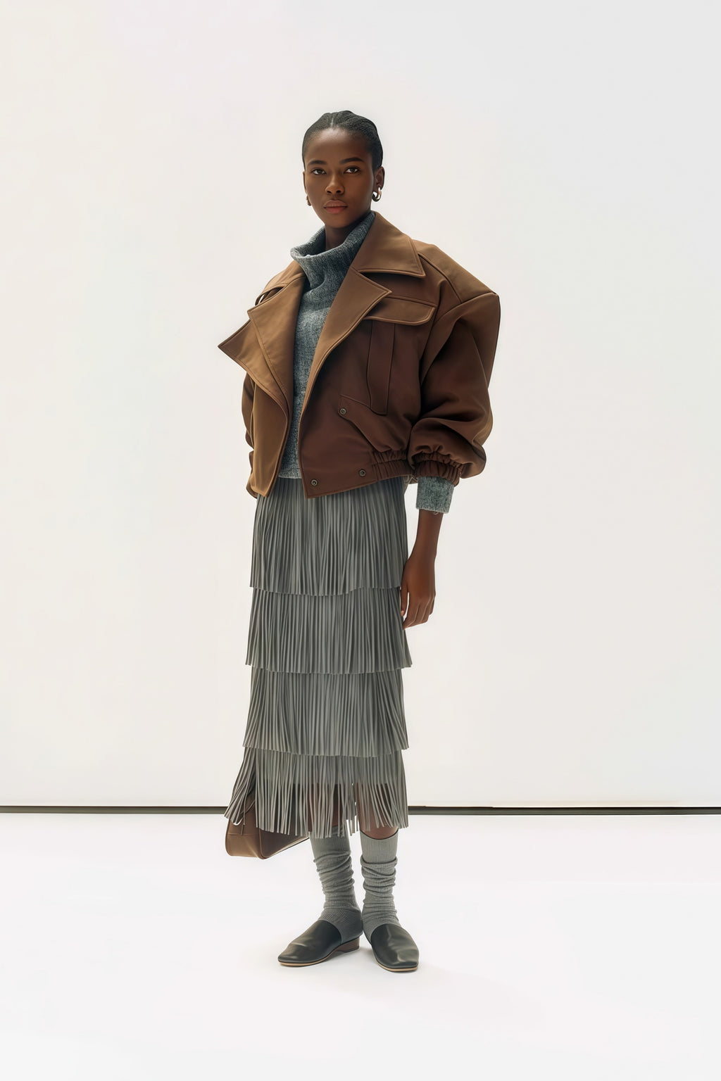 Cinzia Layered Lapel Cropped Jacket