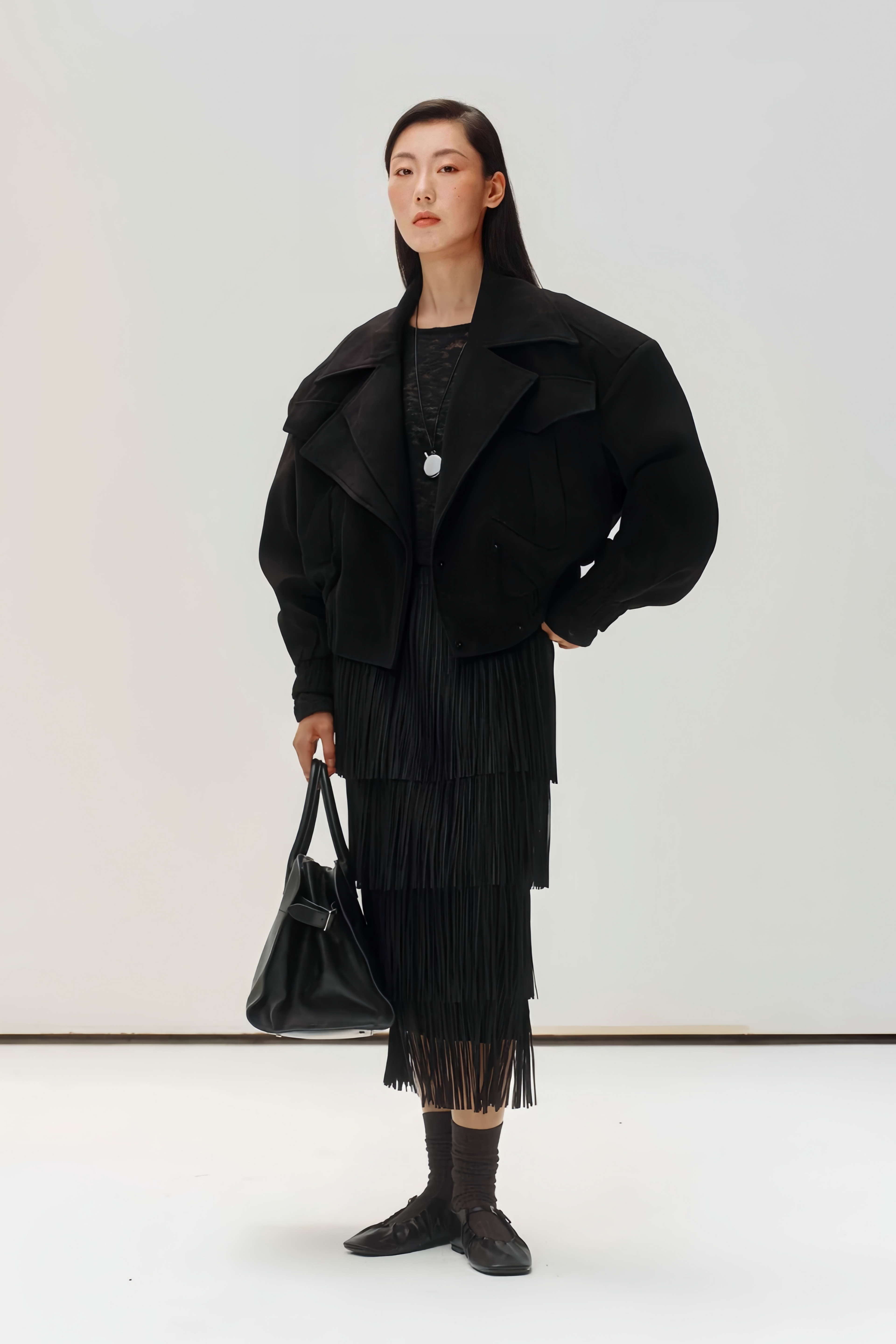 Cinzia Layered Lapel Cropped Jacket