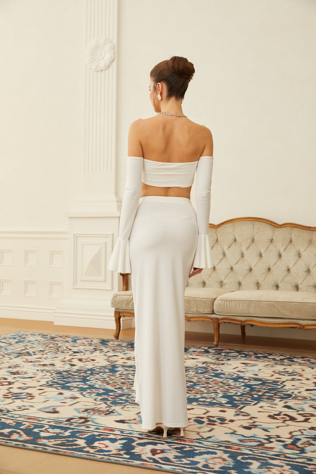 Whitley White Twist Detail Top & Skirt Set